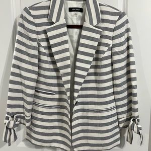 Nine West 3/4 Summer Linen Blazer Bow Sleeves